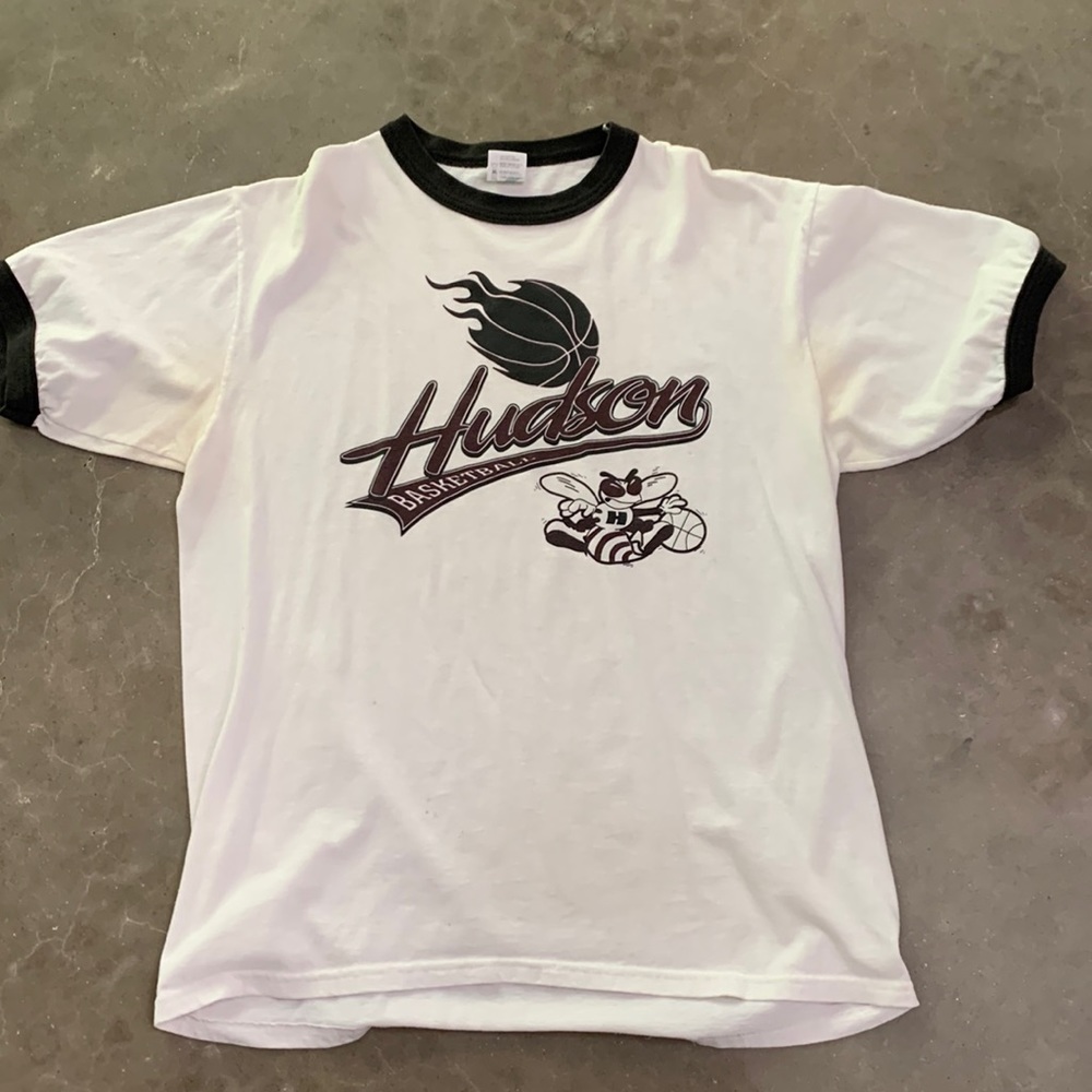 White Hudson Basketball t shirt